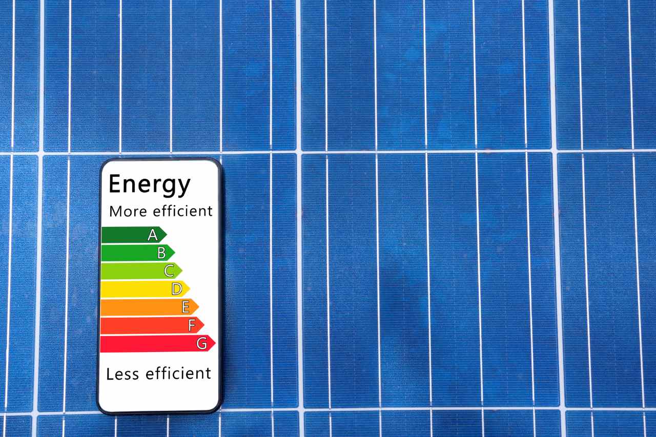 mobile device showing energy efficiency on the screen